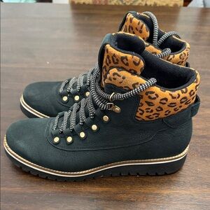 Cole Haan Leopard Accent Black Women's Boots